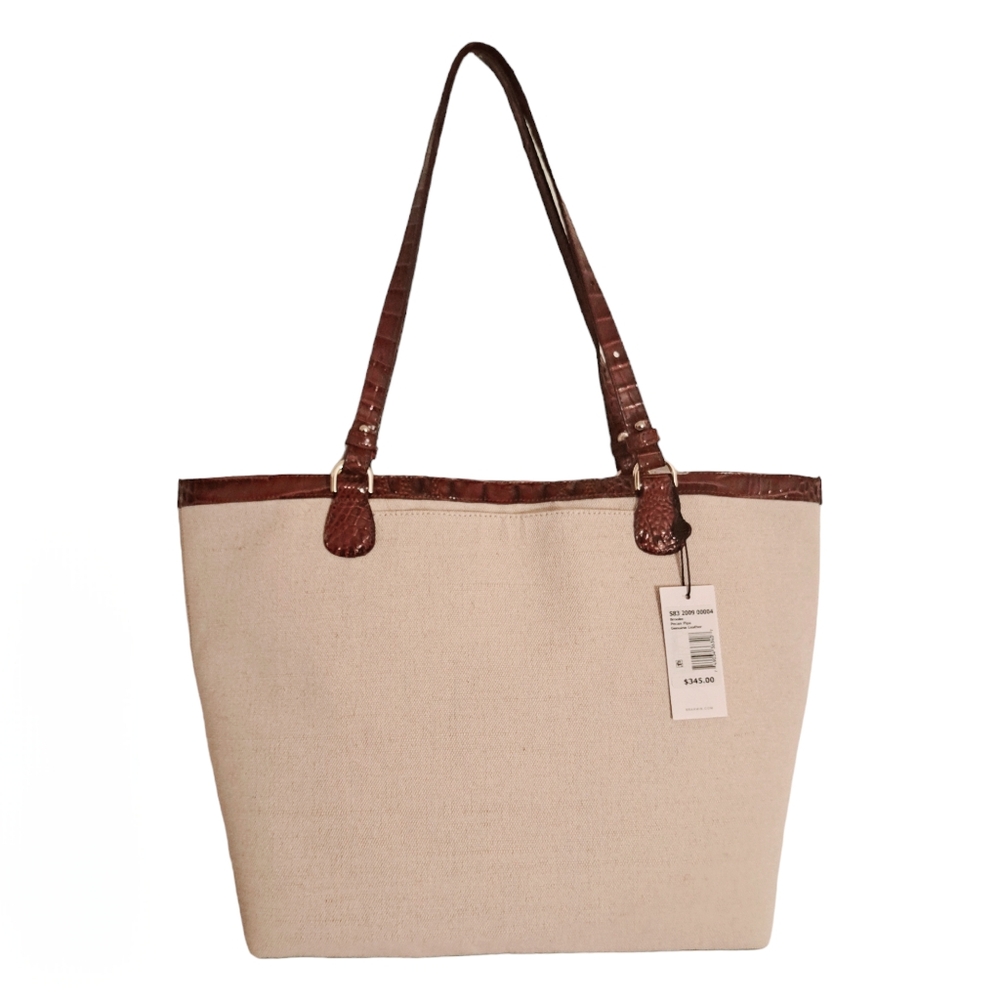Brahmin Pecan Pipa Genuine Leather Tote Bag - Picture 6 of 10